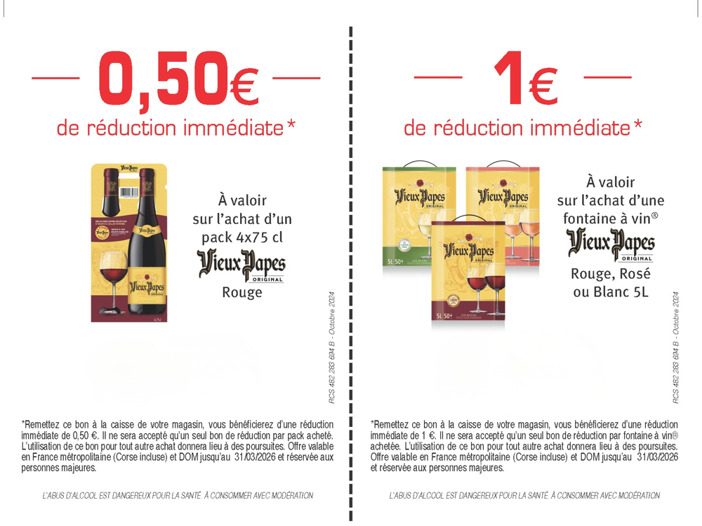 2 bons de réduction